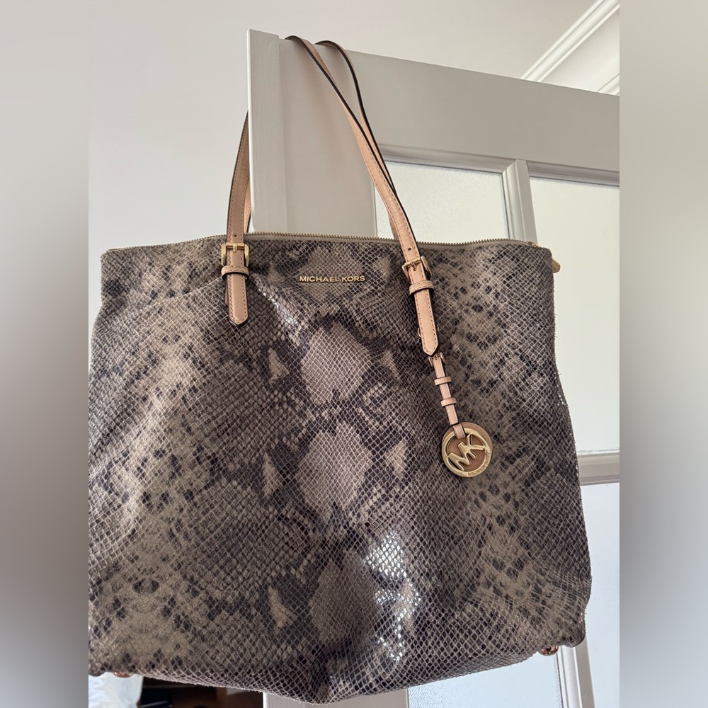 Michael Kors Grey Snake Print Tote Bag